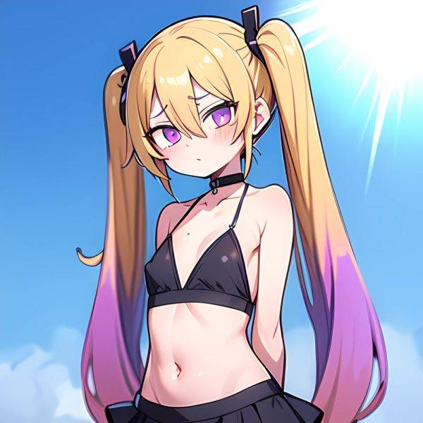 Ninomiya Asuka 1girl Arms Behind Back Bare Shoulders Bikini Bikini Skirt Blonde Hair Blush Braid Breasts Choker Collarbone Cover, 1471879803 - AI Hentai - aihentai.co on pornintellect.com