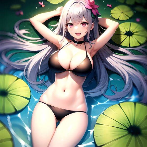 1girl D Bare Arms Bare Shoulders Bikini Black Bikini Breasts Bug Butterfly Butterfly Hair Ornament Choker Cleavage Feet Out Of, 3011074685 - AI Hentai - aihentai.co on pornintellect.com