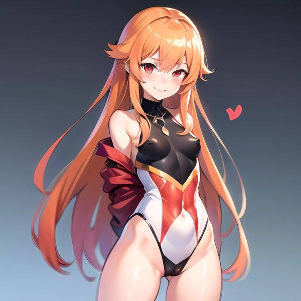 1girl Mature Belt Blush Breasts Cameltoe Gem Heart Highres Hyper Blossom Jacket Jewelry Leotard Long Hair Magical Girl Orange Ha, 786215435 - AI Hentai - aihentai.co on pornintellect.com