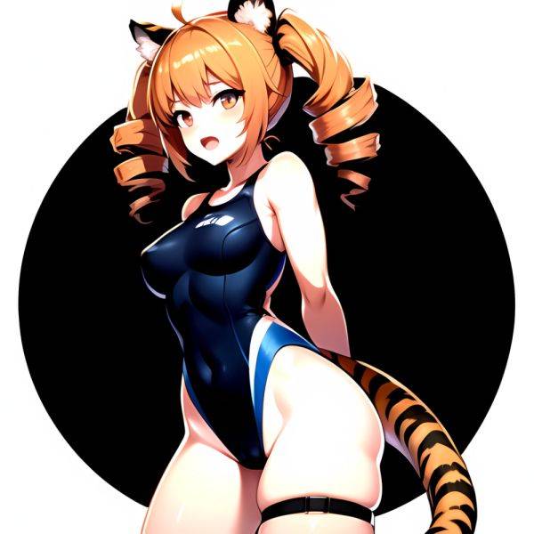 1girl Ahoge Animal Ears Arknights Black One Piece Swimsuit Blush Center Opening Drill Hair Drill Sidelocks Groin Highres Invisib, 3814299754 - AI Hentai - aihentai.co on pornintellect.com