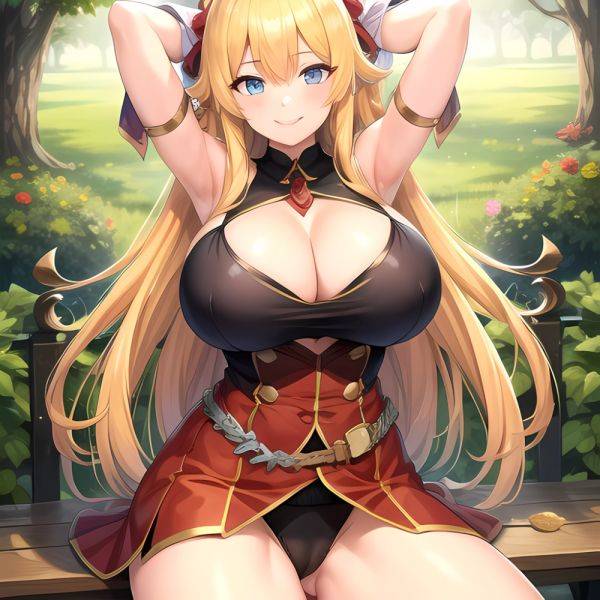 1girl Blonde Hair Breasts Cleavage Grenadier Manga Haganef Huge Breasts Long Hair Nipples Pussy Smile Tendou Rushuna Arms Behind, 3369890286 - AI Hentai - aihentai.co on pornintellect.com