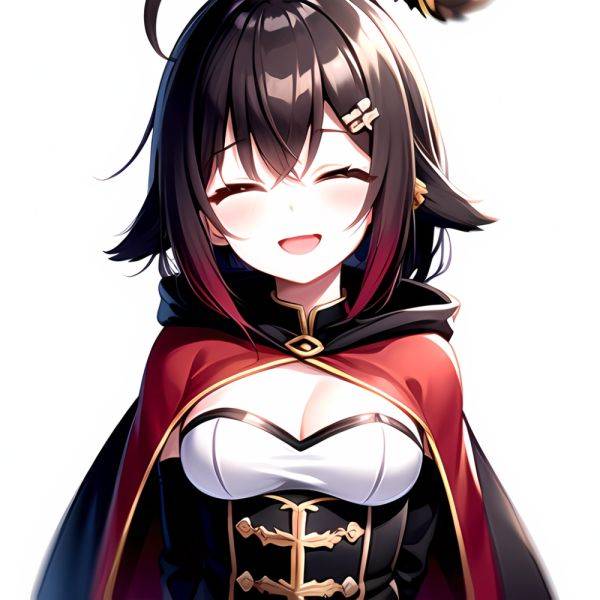 1girl D Ahoge Blush Brown Capelet Brown Cloak Brown Hair Capelet Cleavage Cutout Cloak Closed Eyes Clothing Cutout Crossed Bangs, 254534558 - AI Hentai - aihentai.co on pornintellect.com