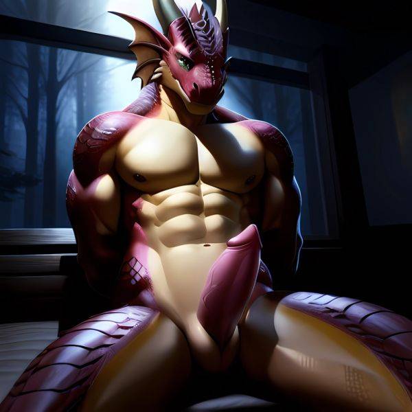 Anthro Dragon Male Solo Abs Muscular Dragon Penis Genital Slit Furry Sitting Realistic Scales Detailed Scales Texture 1 4 Detail, 190646073 - AI Hentai - aihentai.co on pornintellect.com