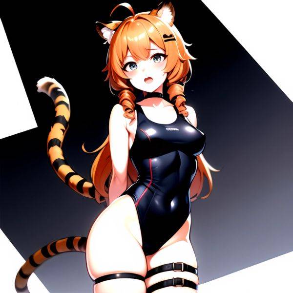 1girl Ahoge Animal Ears Arknights Black One Piece Swimsuit Blush Center Opening Drill Hair Drill Sidelocks Groin Highres Invisib, 1720699600 - AI Hentai - aihentai.co on pornintellect.com