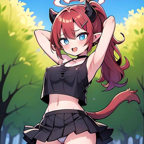 Megu Blue Archive 1girl Areola Slip Armpits Arms Behind Head Bare Shoulders Black Skirt Blue Eyes Blush Breasts Choker Cleavage, 2938354995 - AI Hentai - aihentai.co on pornintellect.com