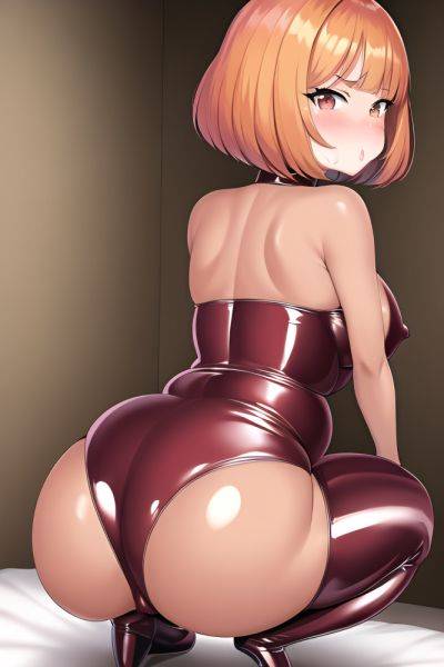 Anime Pregnant Small Tits 60s Age Pouting Lips Face Ginger Bobcut Hair Style Dark Skin Soft + Warm Bedroom Back View Squatting Latex 3662931505375134271 - AI Hentai - aihentai.co on pornintellect.com