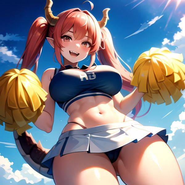 1girl Absurdres White Skirt Whitefrok Breasts Cheerleader Dragon Girl Dragon Horns Highres Holding Holding Pom Poms Horns Huge B, 4257718505 - AI Hentai - aihentai.co on pornintellect.com