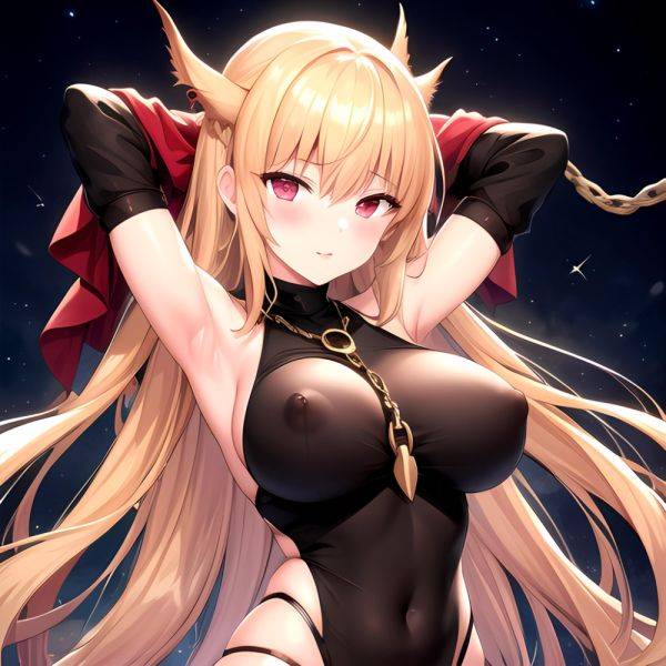 1girl Absurdres Armpits Arms Up Arms Behind Head Barghest Fate Barghest Second Ascension Fate Blonde Hair Blush Breasts Chain Ch, 267850262 - AI Hentai - aihentai.co on pornintellect.com