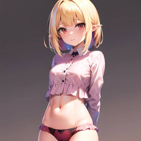 1girl Blonde Hair Frilled Panties Frills Highres Hip Bones Looking At Viewer Makaino Ririmu Multicolored Hair Navel Nijisanji No, 1308248432 - AI Hentai - aihentai.co on pornintellect.com