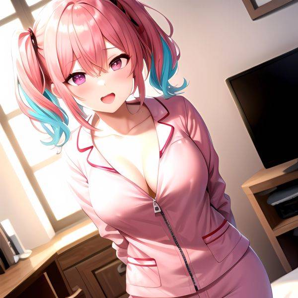 Han Juri 1girl Blush Breasts Breasts Apart Collarbone Hair Over One Eye Large Breasts Long Sleeves Multicolored Hair Navel Nippl, 3093165064 - AI Hentai - aihentai.co on pornintellect.com