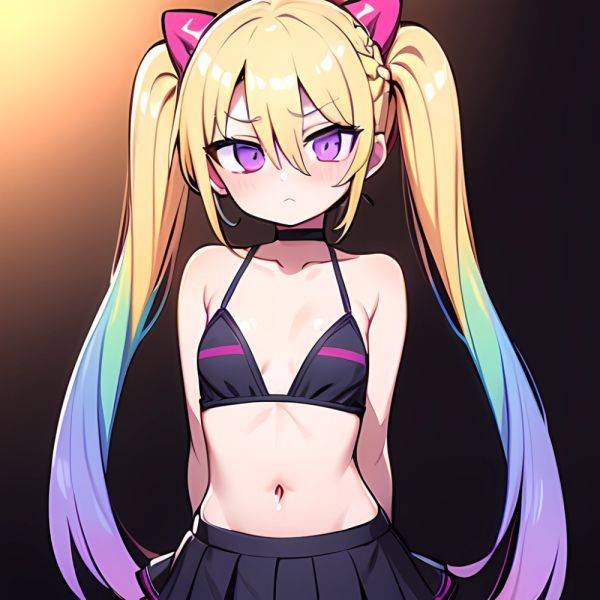 Ninomiya Asuka 1girl Arms Behind Back Bare Shoulders Bikini Bikini Skirt Blonde Hair Blush Braid Breasts Choker Collarbone Cover, 620781917 - AI Hentai - aihentai.co on pornintellect.com