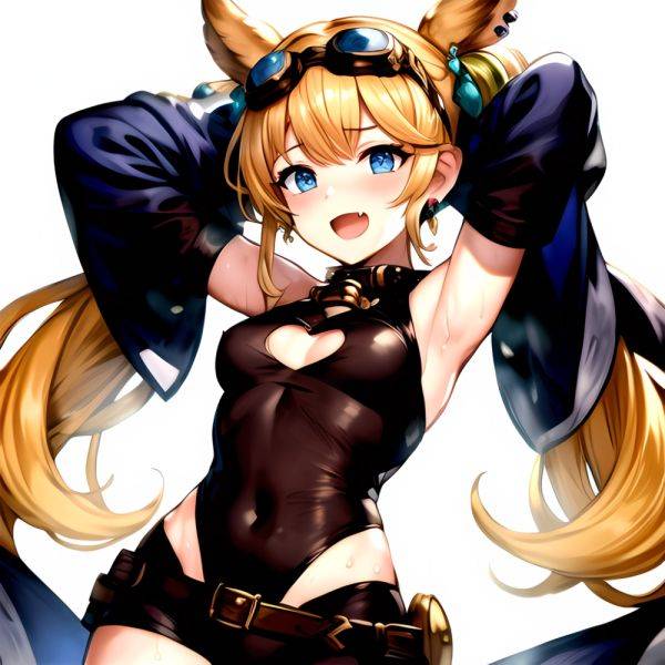 1girl Armpits Arms Behind Head Backlighting Bare Arms Bare Legs Blonde Hair Blue Eyes Blush Breasts Check Commentary Clothing Cu, 4232921024 - AI Hentai - aihentai.co on pornintellect.com