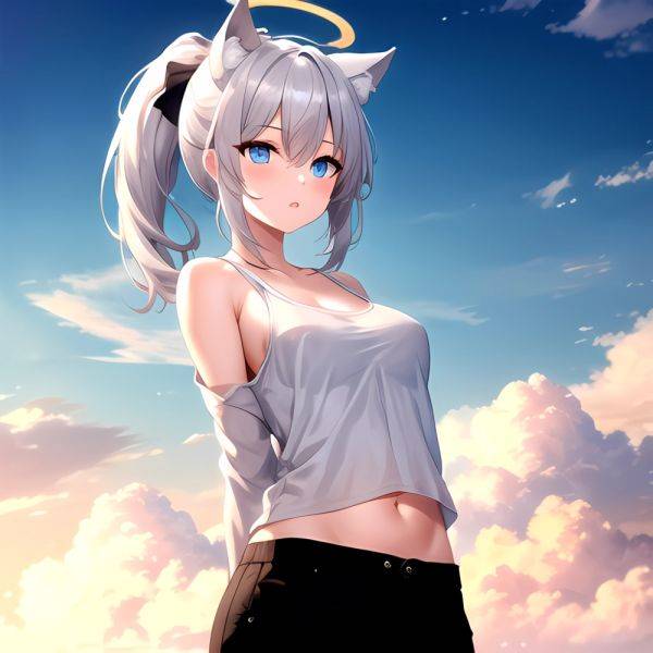 Shiroko Blue Archive 1girl Alternate Costume Animal Ear Fluff Animal Ears Arms Behind Back Black Pants Blue Eyes Blue Sky, 2701041028 - AI Hentai - aihentai.co on pornintellect.com