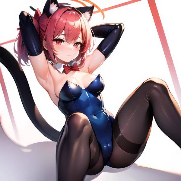 1girl Solo Animal Ears Armpits Black Hair Black Pantyhose Blue Archive Bow Bowtie Cat Ears Colored Inner Hair Coma Light825, 3686483032 - AI Hentai - aihentai.co on pornintellect.com