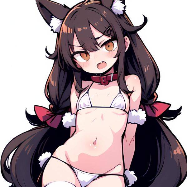 Minegumo Kancolle 1girl Animal Ears Bikini Braid Brown Eyes Cloud Hair Ornament Fake Animal Ears Fur Collar Fur Cuffs Light, 832520861 - AI Hentai - aihentai.co on pornintellect.com