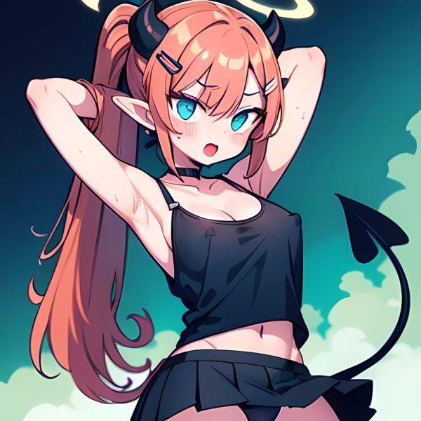 Megu Blue Archive 1girl Areola Slip Armpits Arms Behind Head Bare Shoulders Black Skirt Blue Eyes Blush Breasts Choker Cleavage, 2492552449 - AI Hentai - aihentai.co on pornintellect.com