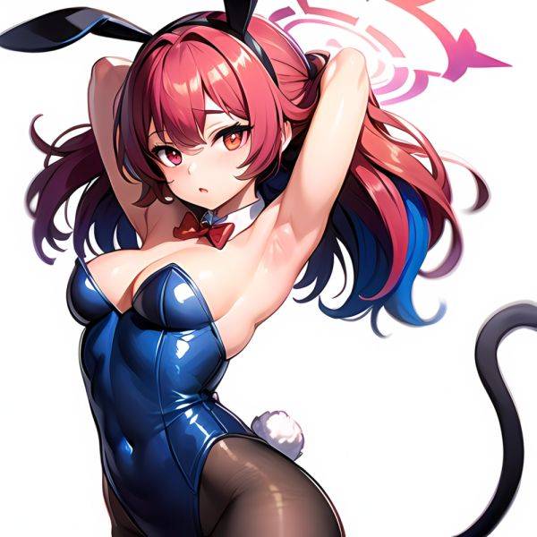 1girl Solo Animal Ears Armpits Black Hair Black Pantyhose Blue Archive Bow Bowtie Cat Ears Colored Inner Hair Coma Light825, 3818761175 - AI Hentai - aihentai.co on pornintellect.com