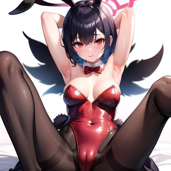 1girl Solo Animal Ears Armpits Black Hair Black Pantyhose Blue Archive Bow Bowtie Cat Ears Colored Inner Hair Coma Light825, 3882240133 - AI Hentai - aihentai.co on pornintellect.com