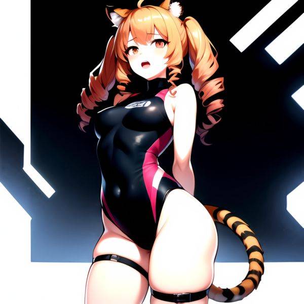 1girl Ahoge Animal Ears Arknights Black One Piece Swimsuit Blush Center Opening Drill Hair Drill Sidelocks Groin Highres Invisib, 1020424922 - AI Hentai - aihentai.co on pornintellect.com