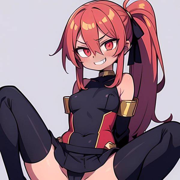 1girl Arms Behind Back Black Skirt Bodysuit Breasts Covered Navel Dark Skinned Female Dark Skin Detached Sleeves Feet Out Of, 4267722150 - AI Hentai - aihentai.co on pornintellect.com