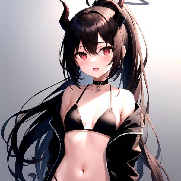 Kayoko Blue Archive 1girl Alternate Costume Bare Shoulders Bikini Black Bikini Black Choker Black Hair Black Horns Black Jacket, 3963707874 - AI Hentai - aihentai.co on pornintellect.com