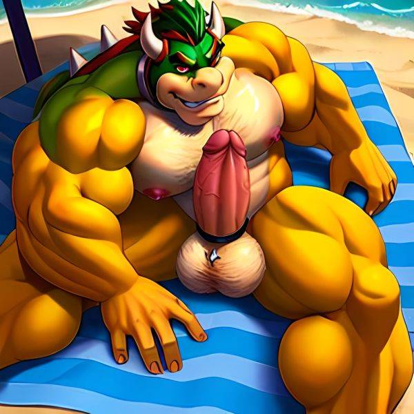 Bowser Laying On The Beach Yellow Skin Laying On A Towel Nude Beach Big Balls Big Penis Nipples Veins Muscles, 1986016786 - AI Hentai - aihentai.co on pornintellect.com