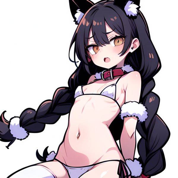 Minegumo Kancolle 1girl Animal Ears Bikini Braid Brown Eyes Cloud Hair Ornament Fake Animal Ears Fur Collar Fur Cuffs Light, 3710374297 - AI Hentai - aihentai.co on pornintellect.com