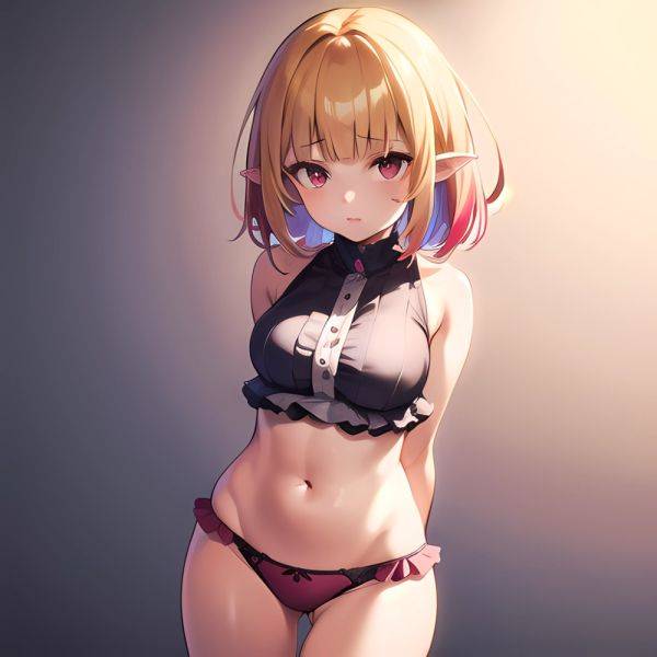 1girl Blonde Hair Frilled Panties Frills Highres Hip Bones Looking At Viewer Makaino Ririmu Multicolored Hair Navel Nijisanji No, 2780582093 - AI Hentai - aihentai.co on pornintellect.com