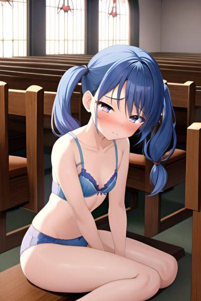 Anime Skinny Small Tits 40s Age Sad Face Blue Hair Pigtails Hair Style Dark Skin Painting Church Front View Sleeping Bra 3663314189050820844 - AI Hentai - aihentai.co on pornintellect.com