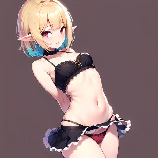 1girl Blonde Hair Frilled Panties Frills Highres Hip Bones Looking At Viewer Makaino Ririmu Multicolored Hair Navel Nijisanji No, 1531765974 - AI Hentai - aihentai.co on pornintellect.com