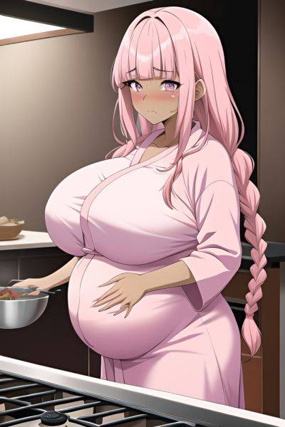 Anime Pregnant Huge Boobs 70s Age Sad Face Pink Hair Braided Hair Style Dark Skin Soft Anime Restaurant Front View Cooking Bathrobe 3662923774433850373 - AI Hentai - aihentai.co on pornintellect.com