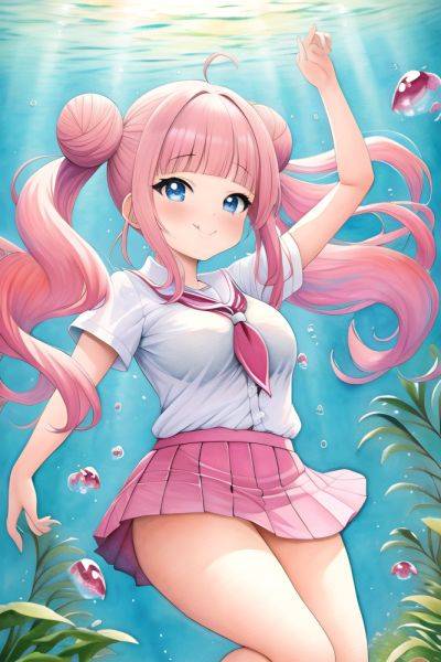 Anime Chubby Small Tits 80s Age Seductive Face Pink Hair Hair Bun Hair Style Light Skin Watercolor Underwater Front View T Pose Schoolgirl 3663646618358611609 - AI Hentai - aihentai.co on pornintellect.com