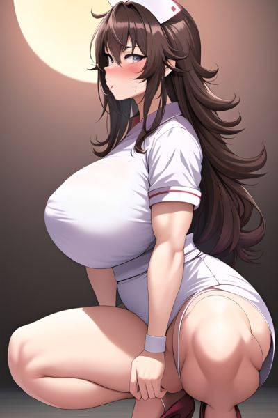 Anime Muscular Huge Boobs 40s Age Pouting Lips Face Brunette Messy Hair Style Light Skin Comic Moon Side View Squatting Nurse 3663708468036254504 - AI Hentai - aihentai.co on pornintellect.com