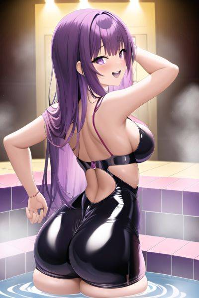 Anime Busty Small Tits 40s Age Laughing Face Purple Hair Bangs Hair Style Dark Skin Crisp Anime Stage Back View Bathing Latex 3663723927769362671 - AI Hentai - aihentai.co on pornintellect.com