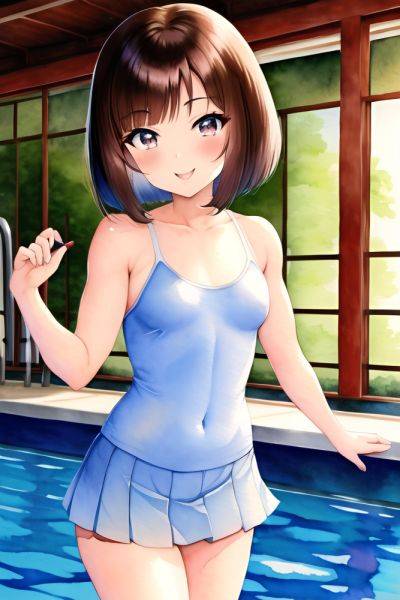 Anime Muscular Small Tits 50s Age Happy Face Brunette Bobcut Hair Style Light Skin Watercolor Pool Back View On Back Schoolgirl 3663766450079845882 - AI Hentai - aihentai.co on pornintellect.com