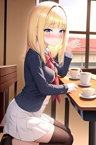 Anime Busty Small Tits 18 Age Sad Face Blonde Bangs Hair Style Light Skin Warm Anime Cafe Side View Jumping Schoolgirl 3663785777432906670 - AI Hentai - aihentai.co on pornintellect.com