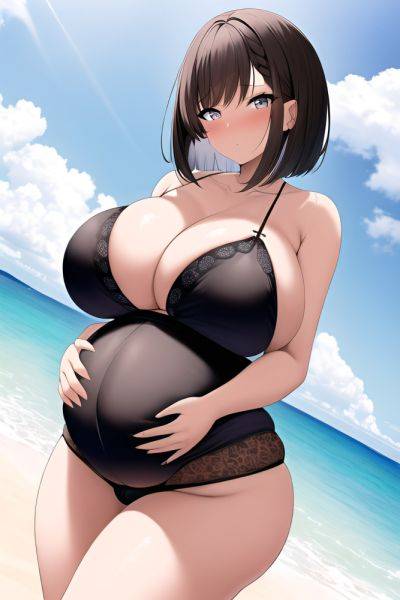 Anime Pregnant Huge Boobs 60s Age Shocked Face Brunette Bobcut Hair Style Dark Skin Black And White Beach Close Up View Working Out Lingerie 3663874683248700565 - AI Hentai - aihentai.co on pornintellect.com