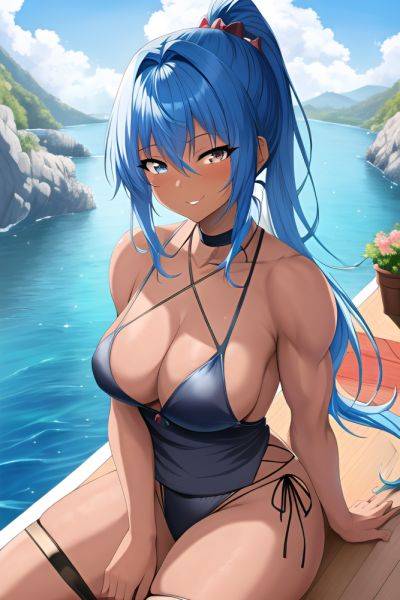 Anime Muscular Small Tits 50s Age Happy Face Blue Hair Ponytail Hair Style Dark Skin Painting Yacht Close Up View Cooking Fishnet 3663932666003638893 - AI Hentai - aihentai.co on pornintellect.com