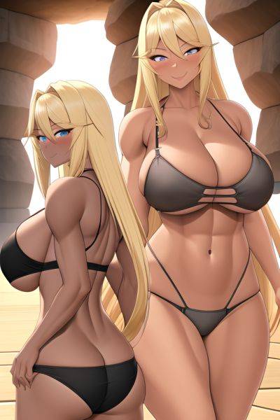 Anime Muscular Huge Boobs 40s Age Happy Face Blonde Straight Hair Style Dark Skin 3d Cave Back View Jumping Bra 3663955858827344896 - AI Hentai - aihentai.co on pornintellect.com