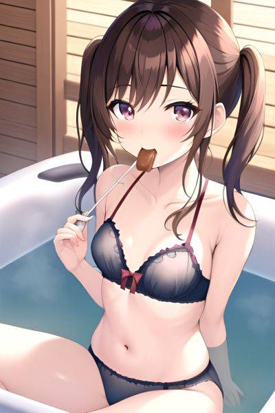 Anime Skinny Small Tits 40s Age Happy Face Brunette Pigtails Hair Style Light Skin Skin Detail (beta) Hot Tub Close Up View Eating Lingerie 3663959724297966571 - AI Hentai - aihentai.co on pornintellect.com