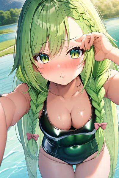 Anime Busty Small Tits 18 Age Pouting Lips Face Green Hair Braided Hair Style Dark Skin Illustration Lake Close Up View Working Out Latex 3663990645899232330 - AI Hentai - aihentai.co on pornintellect.com