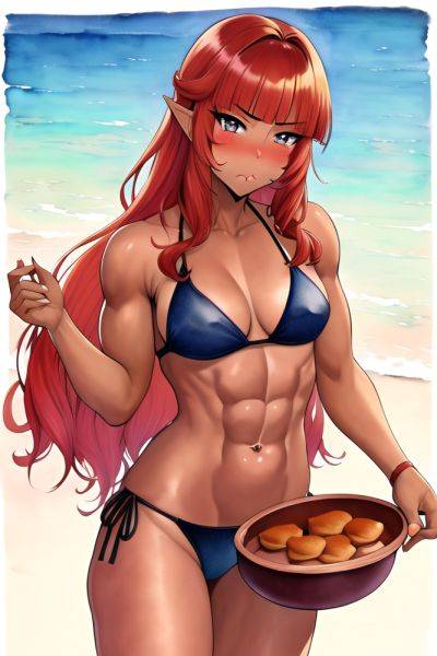 Anime Muscular Small Tits 40s Age Pouting Lips Face Ginger Pixie Hair Style Dark Skin Watercolor Wedding Front View Cooking Bikini 3664067955311771636 - AI Hentai - aihentai.co on pornintellect.com