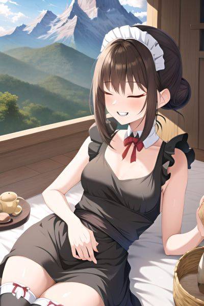 Anime Skinny Small Tits 60s Age Laughing Face Brunette Hair Bun Hair Style Light Skin Charcoal Mountains Front View Sleeping Maid 3663062933477229956 - AI Hentai - aihentai.co on pornintellect.com