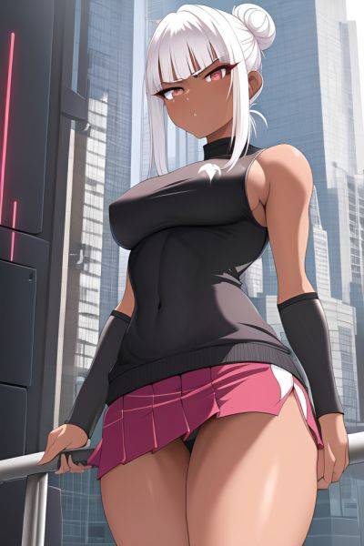 Anime Busty Small Tits 80s Age Serious Face White Hair Hair Bun Hair Style Dark Skin Cyberpunk Meadow Front View Working Out Mini Skirt 3664152997286363313 - AI Hentai - aihentai.co on pornintellect.com