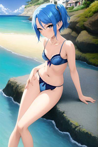 Anime Skinny Small Tits 50s Age Seductive Face Blue Hair Pixie Hair Style Light Skin Painting Beach Side View T Pose Lingerie 3664249634578457494 - AI Hentai - aihentai.co on pornintellect.com