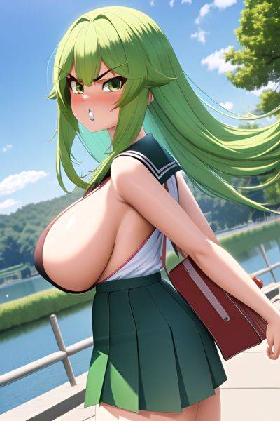 Anime Skinny Huge Boobs 70s Age Angry Face Green Hair Bangs Hair Style Light Skin 3d Lake Back View Jumping Schoolgirl 3664435176996608791 - AI Hentai - aihentai.co on pornintellect.com