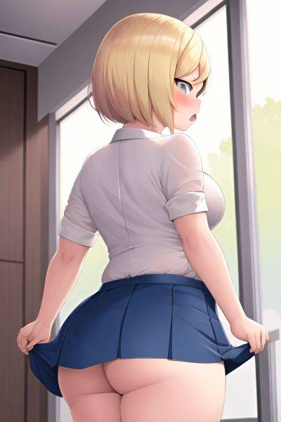 Anime Chubby Small Tits 20s Age Angry Face Blonde Bobcut Hair Style Light Skin Crisp Anime Office Back View Jumping Mini Skirt 3664624582909561571 - AI Hentai - aihentai.co on pornintellect.com