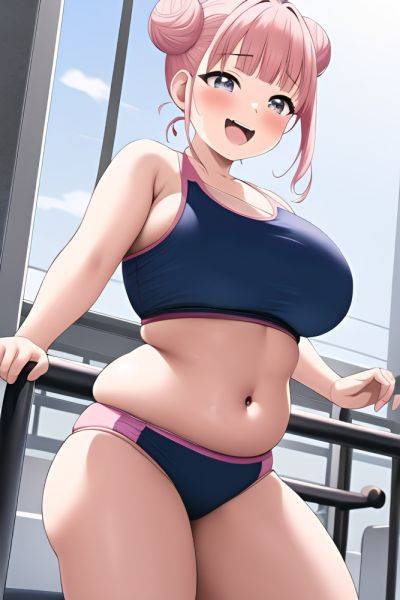 Anime Chubby Small Tits 50s Age Laughing Face Pink Hair Hair Bun Hair Style Light Skin Illustration Gym Front View Working Out Bikini 3664674835803366173 - AI Hentai - aihentai.co on pornintellect.com