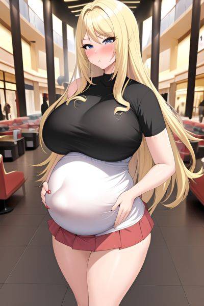 Anime Pregnant Huge Boobs 30s Age Pouting Lips Face Blonde Straight Hair Style Light Skin Illustration Mall Back View Working Out Mini Skirt 3664698026851306779 - AI Hentai - aihentai.co on pornintellect.com
