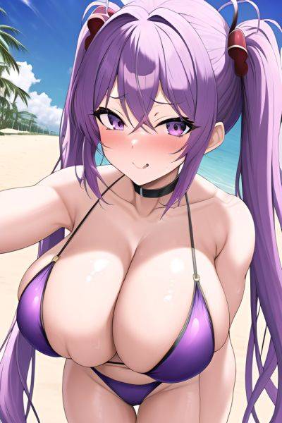 Anime Muscular Huge Boobs 50s Age Ahegao Face Purple Hair Pigtails Hair Style Light Skin Comic Beach Close Up View T Pose Teacher 3664725085317170550 - AI Hentai - aihentai.co on pornintellect.com